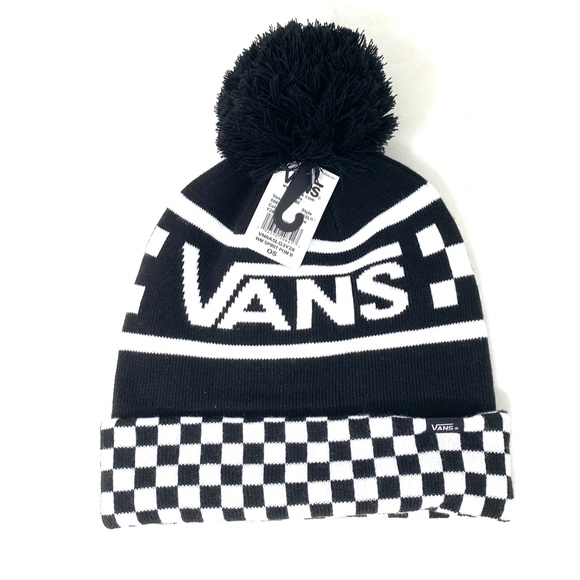 VANS Spirit Pom White Black Beanie Unisex Knit Hat One Size VN0A5LG3Y28 - Picture 5 of 6